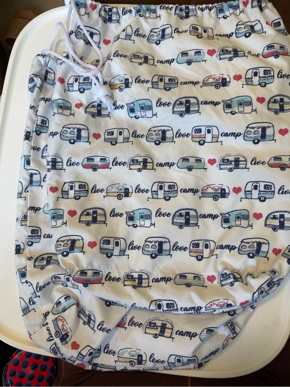 Set of 2-Garment Bag - Camper Print White cotton Drawstring Storage Bag